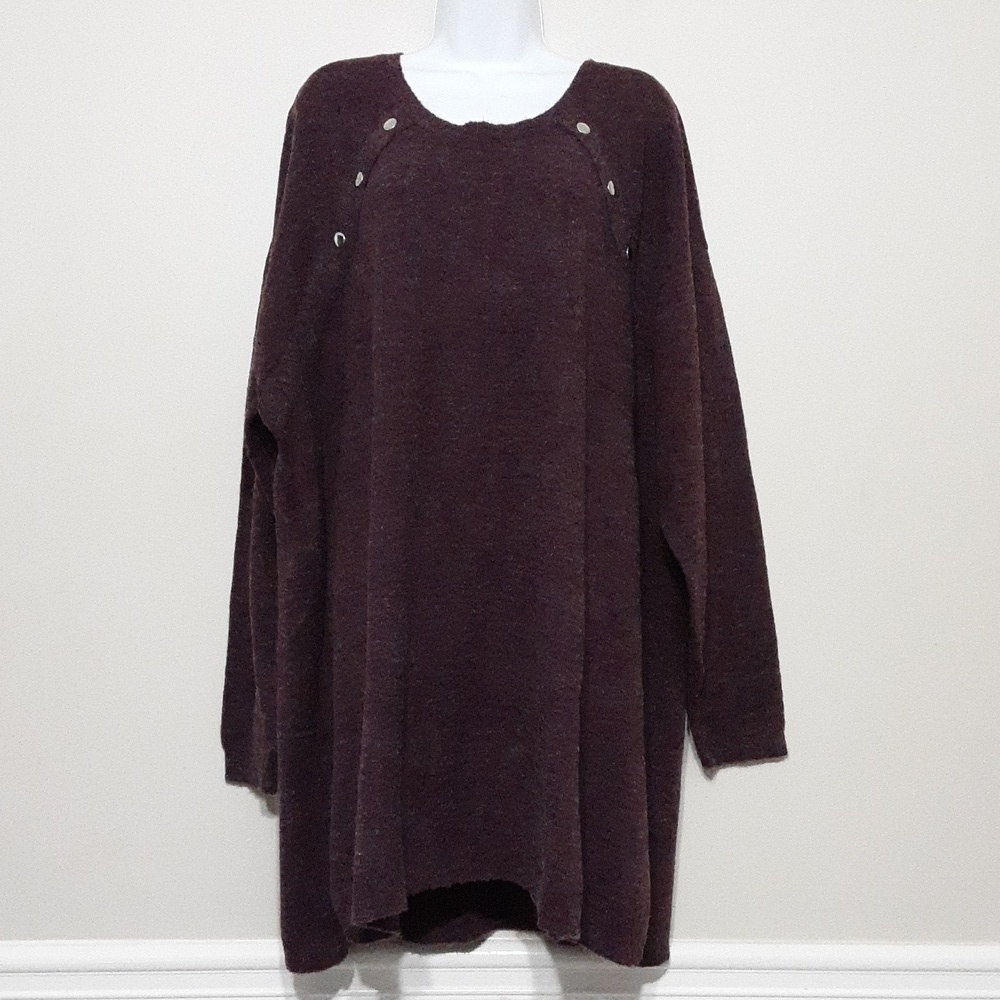 Ellos knit sweater pullover women 2X burgendy crewneck Soft Comfy Casual Office